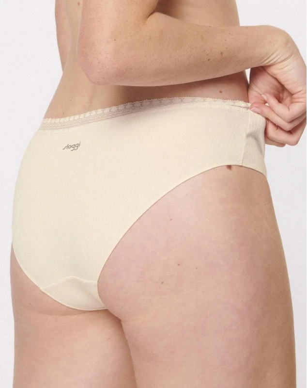 Hipsters (Lot De 2) Coton Bio Sloggi GO Ribbed (Angora) 3 Hipsters (Lot De 2) Coton Bio Sloggi GO Ribbed (Angora) – Image 3