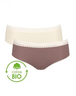 Hipsters (Lot De 2) Coton Bio Sloggi GO Ribbed (Angora)