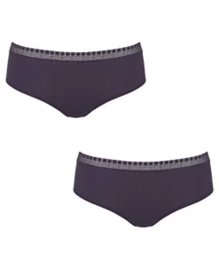 Hipsters (Lot De 2) Coton Bio Sloggi GO Ribbed (Blueberry)