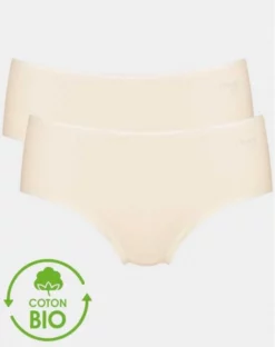 Lot De 2 Slips Midi Sloggi GO (Coton Bio) Poudré