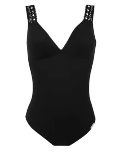 Maillot De Bain Une Pièce Nageur Maintien Ouvert Lise Charmel Ajourage Couture (Noir)
