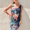 Robe De Plage Sans Manche Imprimé Multicolore Massana