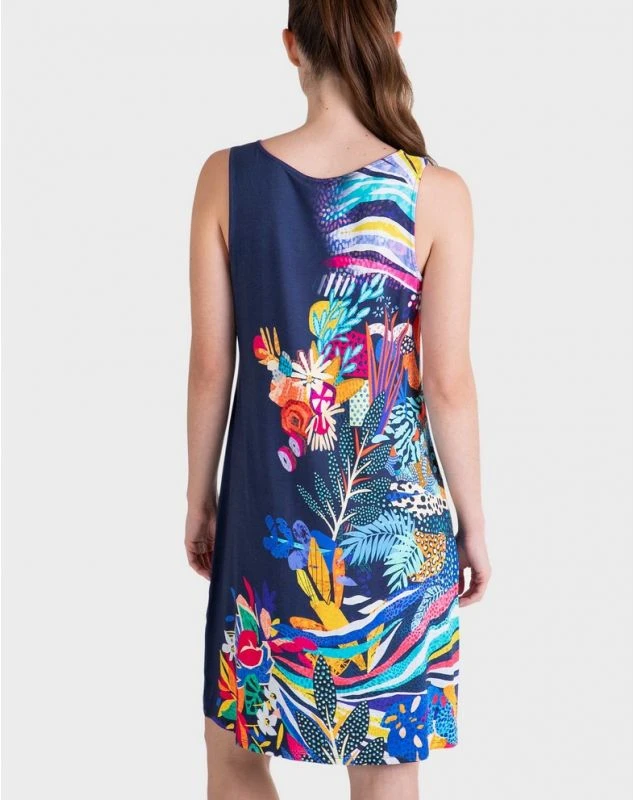 Robe De Plage Sans Manche Imprimé Multicolore Massana 3 Robe De Plage Sans Manche Imprimé Multicolore Massana – Image 3