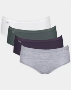 Slips Basic + Midi (Lot De 4) Sloggi (Blanc/Nightfall/Blueberry/Gris)