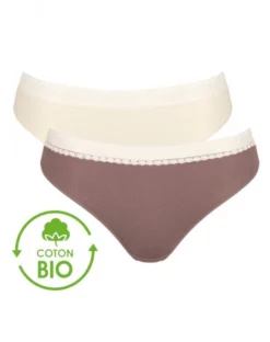 Slips Taï (Lot De 2) Coton Bio Sloggi GO Ribbed (Angora)