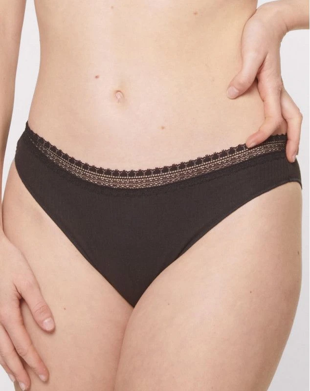 Slips Tai (Lot De 2) Coton Bio Sloggi GO Ribbed (Noir) 2 Slips Tai (Lot De 2) Coton Bio Sloggi GO Ribbed (Noir) – Image 2