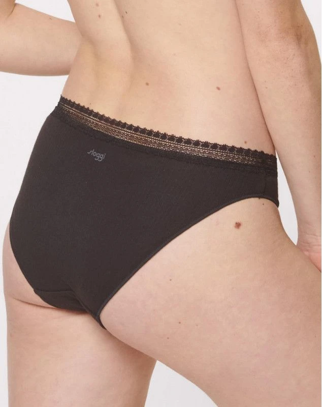 Slips Tai (Lot De 2) Coton Bio Sloggi GO Ribbed (Noir) 3 Slips Tai (Lot De 2) Coton Bio Sloggi GO Ribbed (Noir) – Image 3