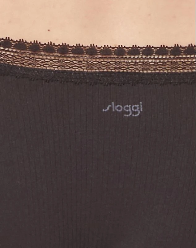 Slips Tai (Lot De 2) Coton Bio Sloggi GO Ribbed (Noir) 4 Slips Tai (Lot De 2) Coton Bio Sloggi GO Ribbed (Noir) – Image 4