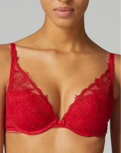Simone Perele Soutien-gorge Push-up Plongeant Simone Pérèle Bloom (Rouge Opéra)