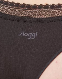 Tangas (Lot De 2) Coton Bio Sloggi GO Ribbed (Noir) -Sous-vetement Soldes Boutique tangas lot de 2 coton bio sloggi go ribbed noir 3