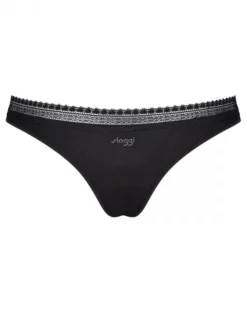 Tangas (Lot De 2) Coton Bio Sloggi GO Ribbed (Noir) -Sous-vetement Soldes Boutique tangas lot de 2 coton bio sloggi go ribbed noir 6